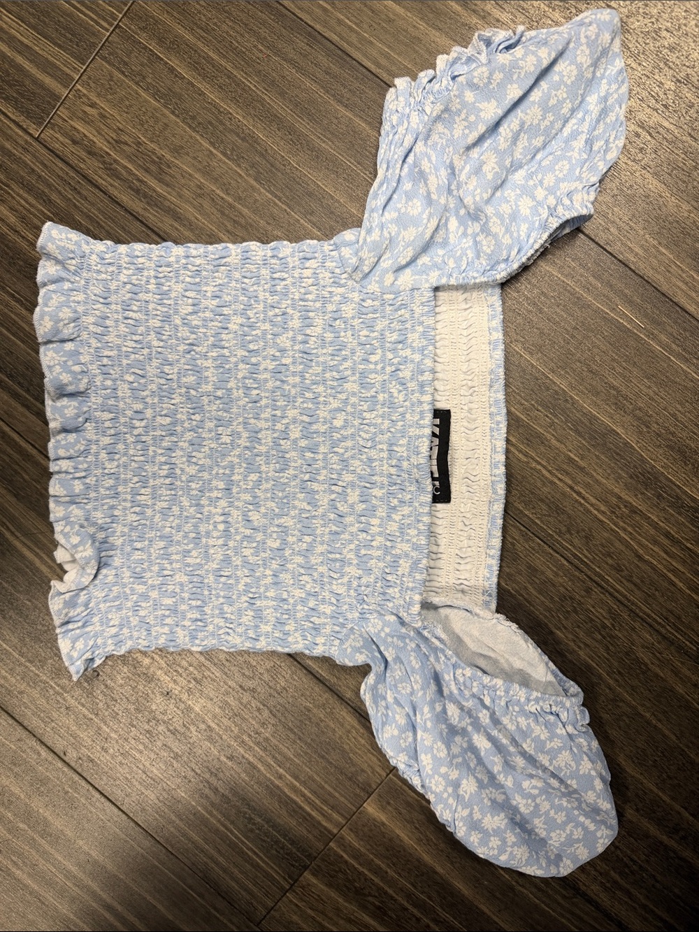 Kids Light Blue Floral Smocked Top
